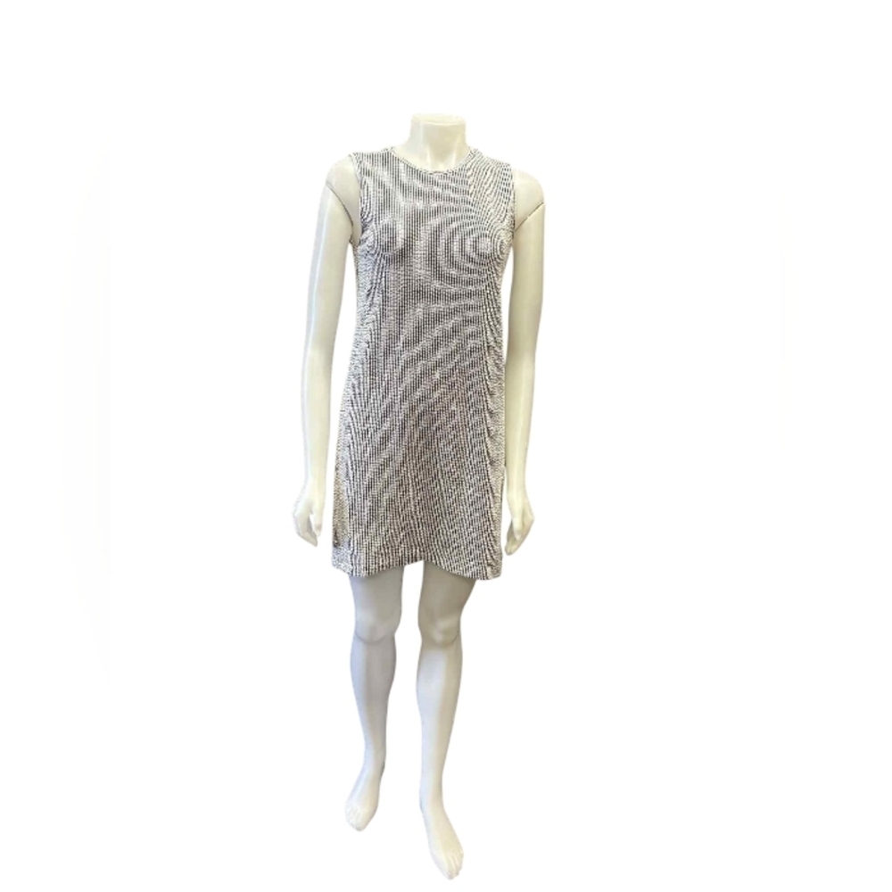 Club Monaco ‘June Dress’ White and Navy Striped Mini Length Dress EUC Size SM
